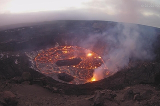 glowing lavaa in a crater