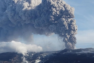 volcano eruption with smoke 