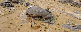 large rock in a desert